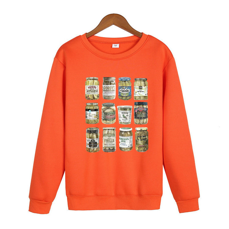 Kimchi Jar Printed Round Neck Sweater For Men And Women