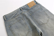 Men's Patchwork Washed Denim Straight Jeans