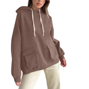 Loose Casual Long Sleeves Pocket Fleece Shirt Top