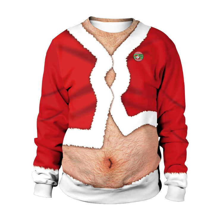 Men's Santa Claus Digital Printing Pullover Round Neck Couple Sweater