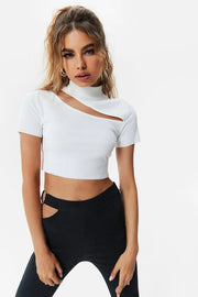 Navel Cutout Short-sleeved Top