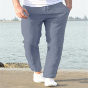 Men's Linen Summer Casual Pants Drawstring Trousers