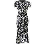 Waist Slimming Temperament Printed Midi Dress