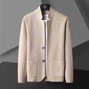 Pocket Stand Collar Cardigan Sweater Men