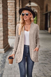 Autumn Solid Color Sunken Stripe Brushed Stitching Long Sleeve Cardigan Jacket