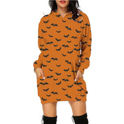 Halloween Mid-length Pocket Hooded Long Sleeve Sweater Women