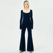 Women's Long Sleeve Velvet Fashion Jumpsuit