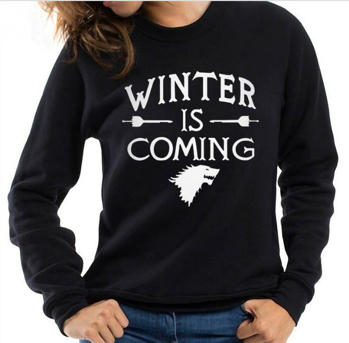 Women's Fashionable Simple WINTER IS COMING Letter Sweater