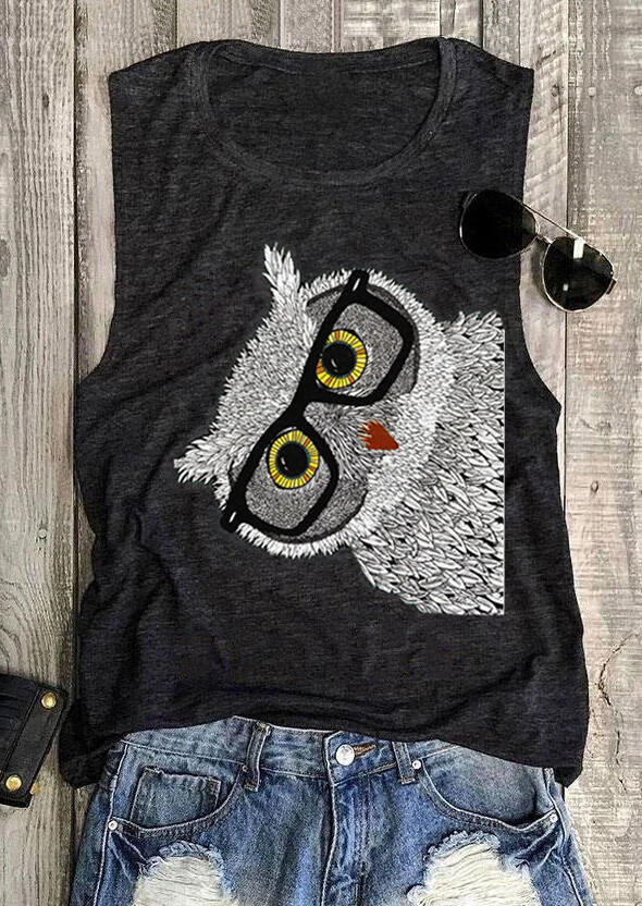 Owl Glasses Sleeveless Tank Top