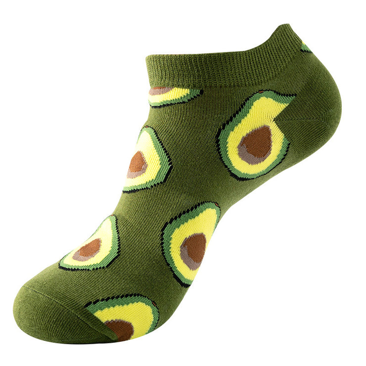 Men's Spring And Summer Ankle Oil Painting Avocado Socks