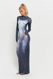 3D Body Printing Super Long Sleeve Body Robe Party Dress