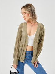 Women's Hollow Out Open Front Knit Lightweight Cardigan