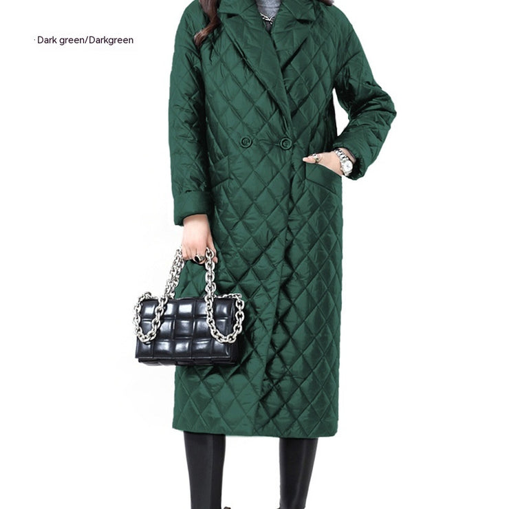 Women's Long Thin Coat Lapel Cotton-padded Coat