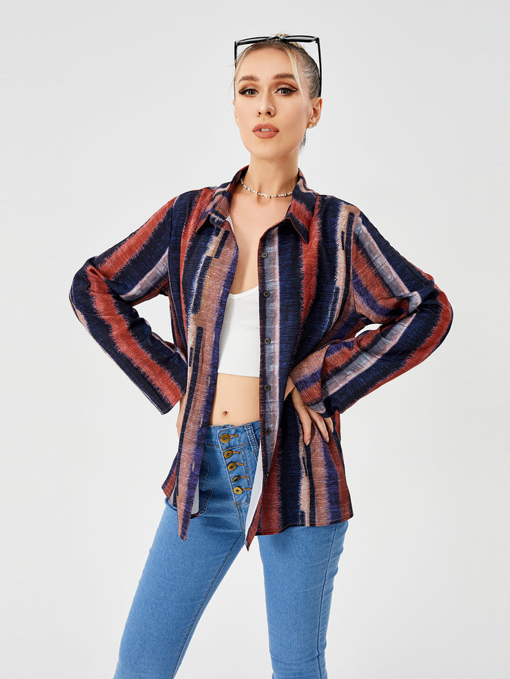 Women's Casual Loose Striped Shirt