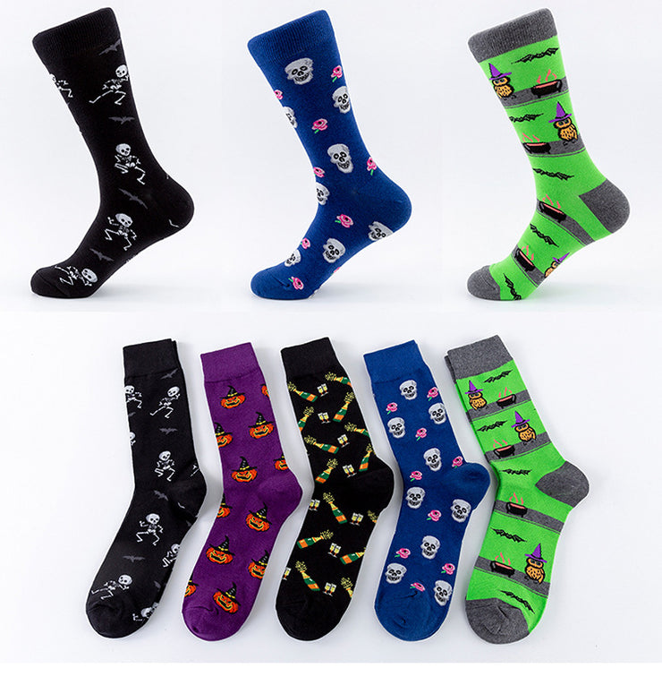 Men's Halloween Skull Printed Sports Cotton Socks