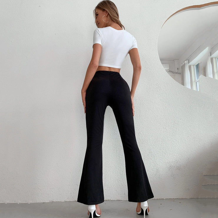 Flared Pants High-waisted Slimming Slacks Slit Slacks Wide-legged Pants