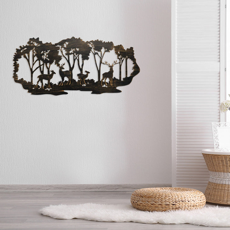 Metal Wall Art Deer Forest Hanging Ornament