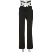 High Waist Hip Lifting Pearl Chain Casual Flared Pants