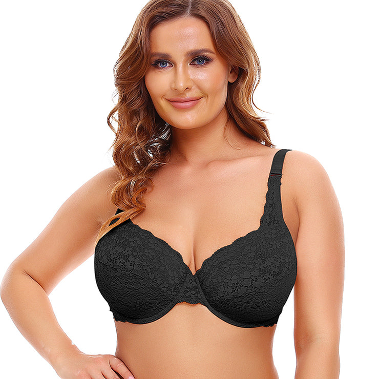 Women's Underwired Lace Jacquard Ultrabook Underwear Plus Size Bra