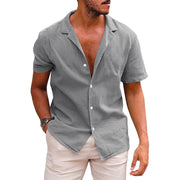 Men's Tops Casual Button Down Shirt Short Sleeve Beach Shirt Summer