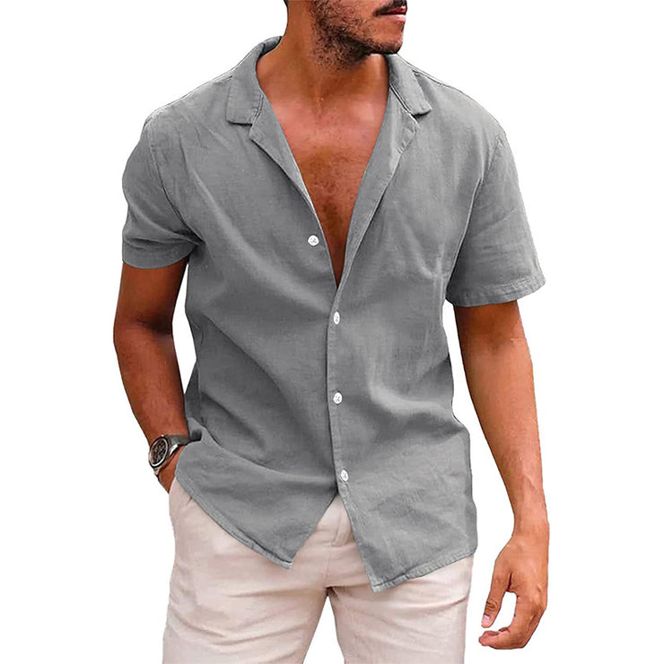 Men's Tops Casual Button Down Shirt Short Sleeve Beach Shirt Summer