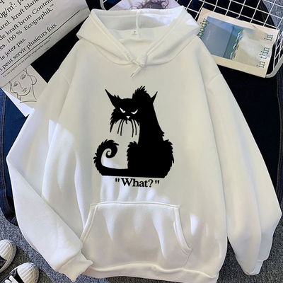 Fried Wool Cat Printing European And American Plus Velvet Hooded Sweater