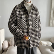 Men's Casual Woolen Jacket Hong Kong Style Ing Trend Fashion Houndstooth