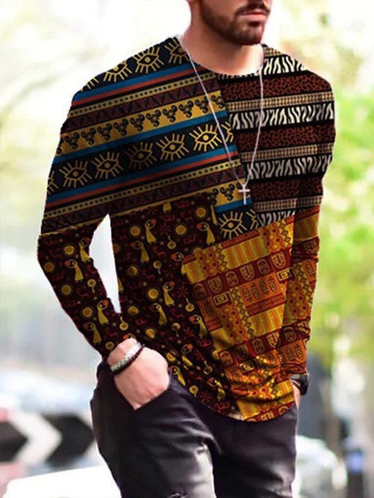 Men's Muscle Print Long Sleeve T-Shirt