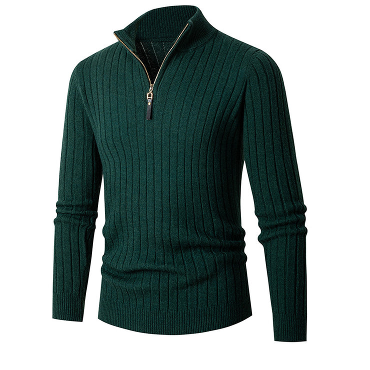 Men's Long-sleeved Half-turtleneck Zip-up Sweater