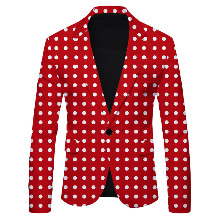 Men's Polka Dot Printed Casual Suit Jacket