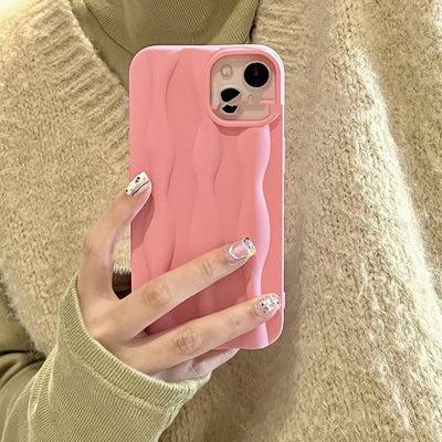 Macaron Pure Color All-matching Three-dimensional Corrugated Phone Case