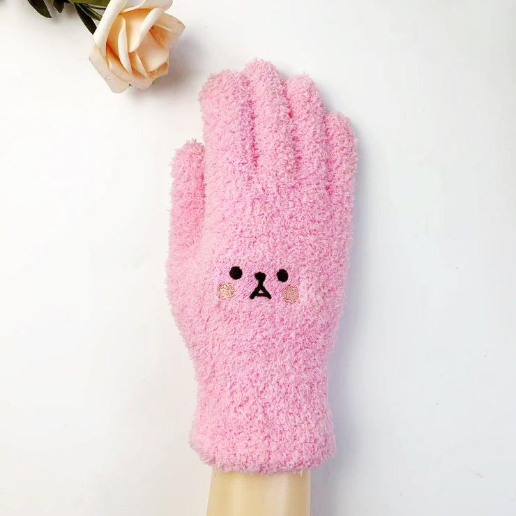 Warm Lady Winter Knitting Plush Gloves