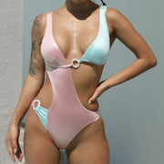 Color Matching One-piece Swimsuit For Women