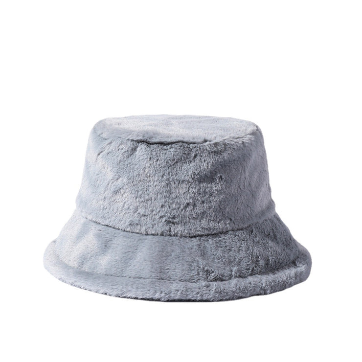 Children Solid Color Plush Bucket Hat