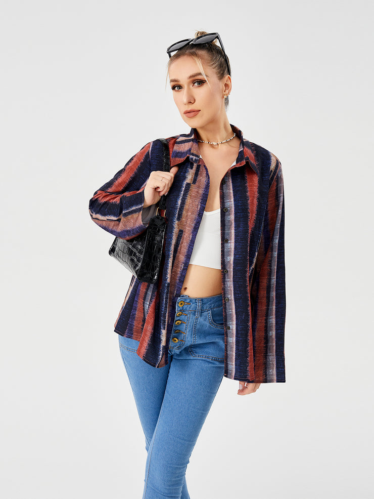 Women's Casual Loose Striped Shirt