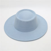 Retro Fedora 8cm Wide Brim Solid Color Concave-convex Dome Woolen Hat