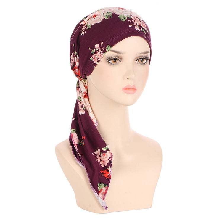 European And American Printed Curved Flower Cloth Cap