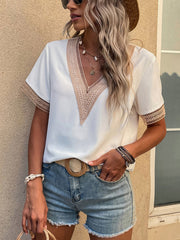 V-neck Lace Loose Top Temperament