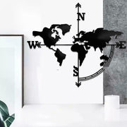 Metal World Map Iron Art Compass Wall Hanging  -Made To Order