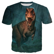 Dinosaur Printed Men's And Women's T-shirt Round Neck