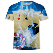 Poker Men's 3D Digital Printing Short Sleeve