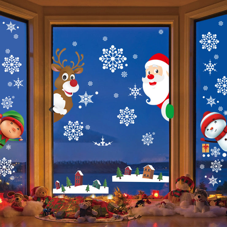 Glass Stickers Old People Scene Layout Christmas Decoration