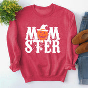 Printed MOM STER Pullover Round Neck Loose Long Sleeves Sweater