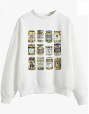 Kimchi Jar Printed Round Neck Sweater For Men And Women