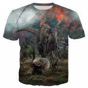 Dinosaur Printed Men's And Women's T-shirt Round Neck