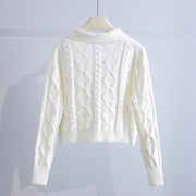 Women's Fashion Embroidery Double Zipper Knit Cardigan