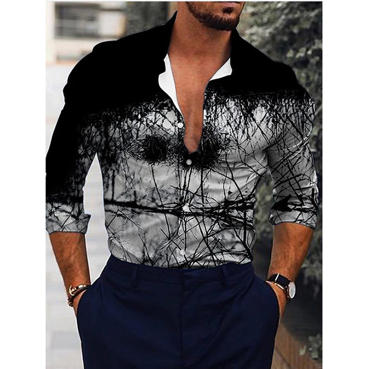 Lapel Men's Shirt 3D Digital Printing