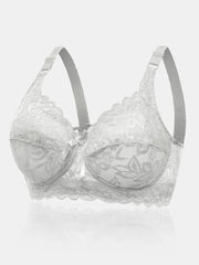 3PS Plus Size Ultra Thin Cotton Cup Adjustable Lace Sexy Bra