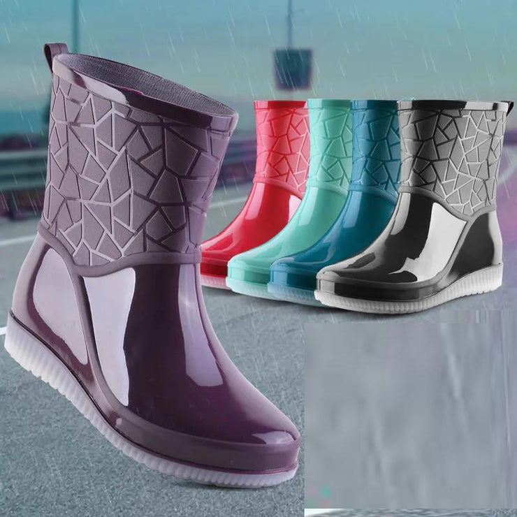 Women's Mid-low Fleece Rain Boots