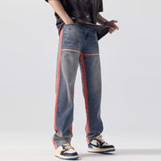 Men's Trendy Jeans Stitching Vertical Stripes